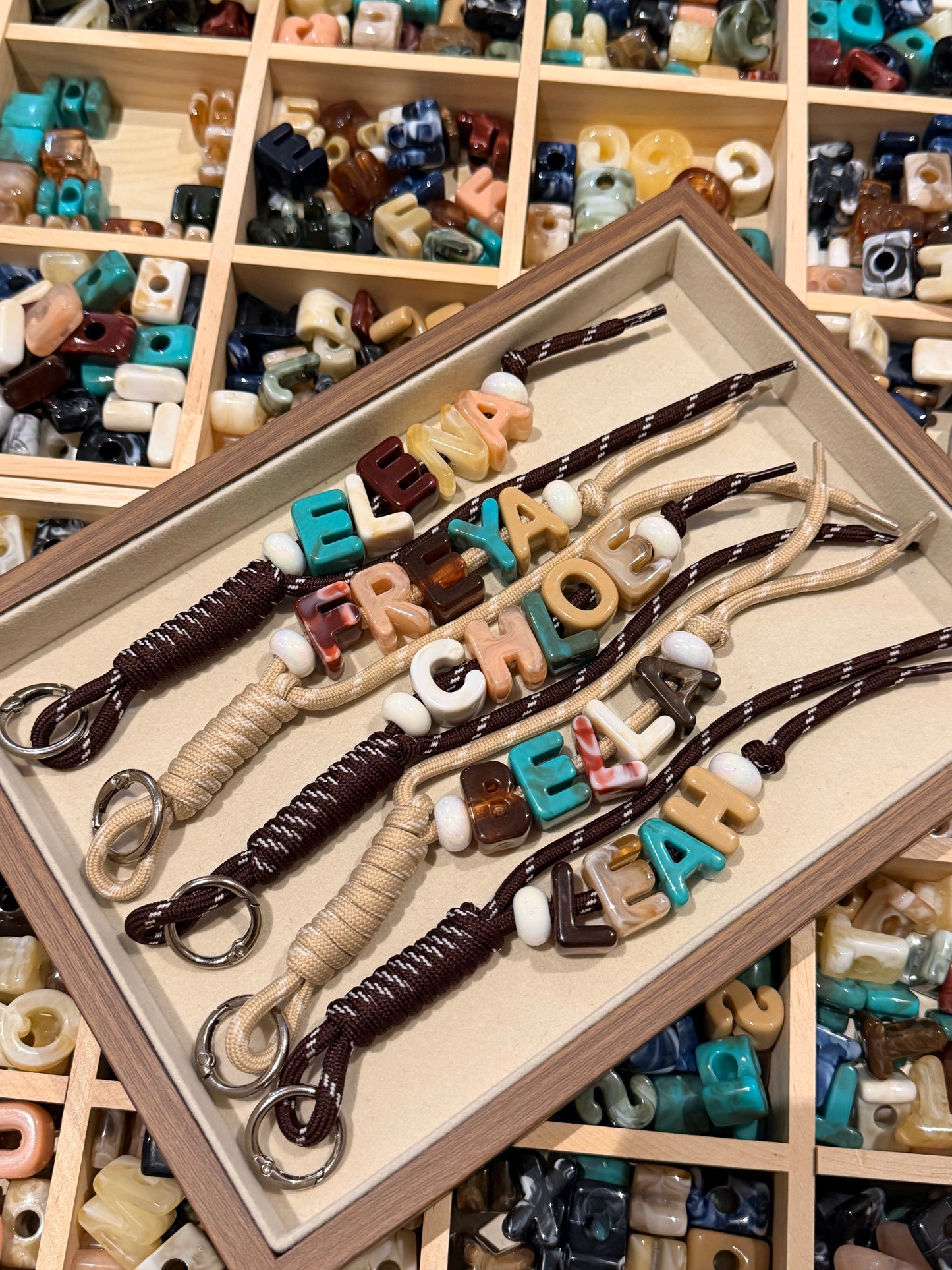 Personalised Teal Marble Chunky Letter Bag/Key Charm