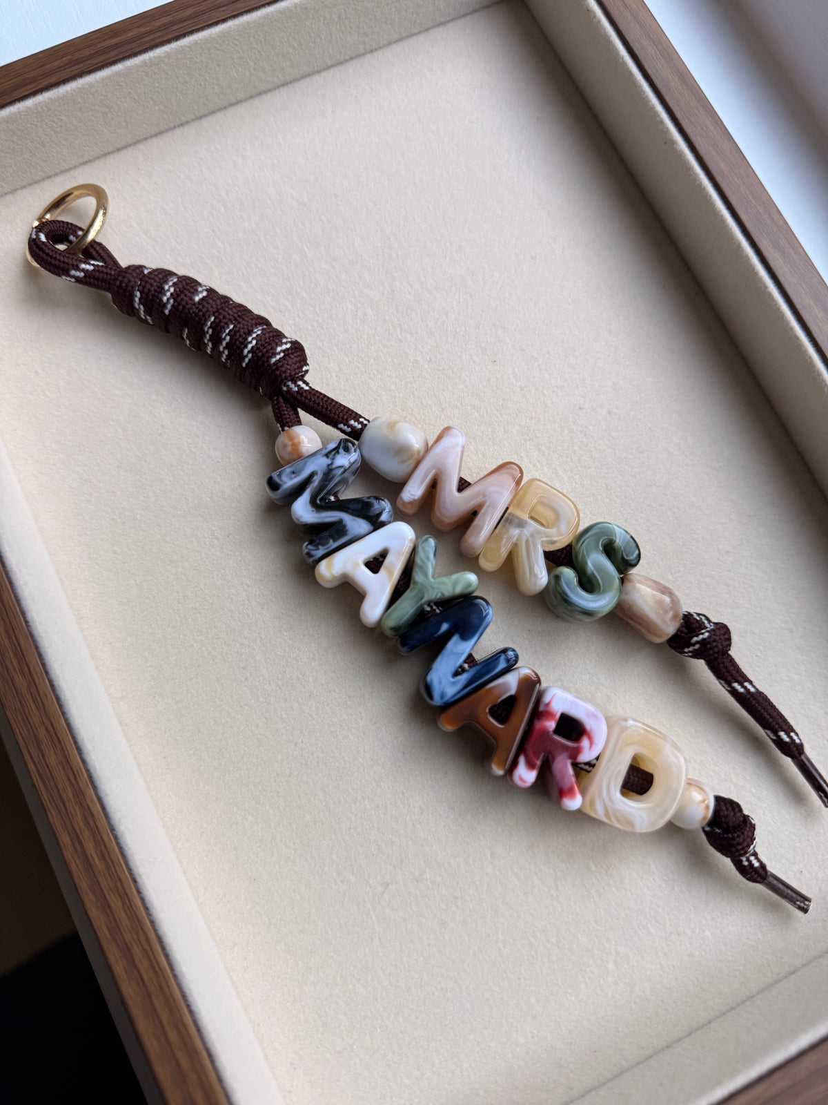 Personalised Marble Chunky Letter Bag/Key Charm - Double Cord