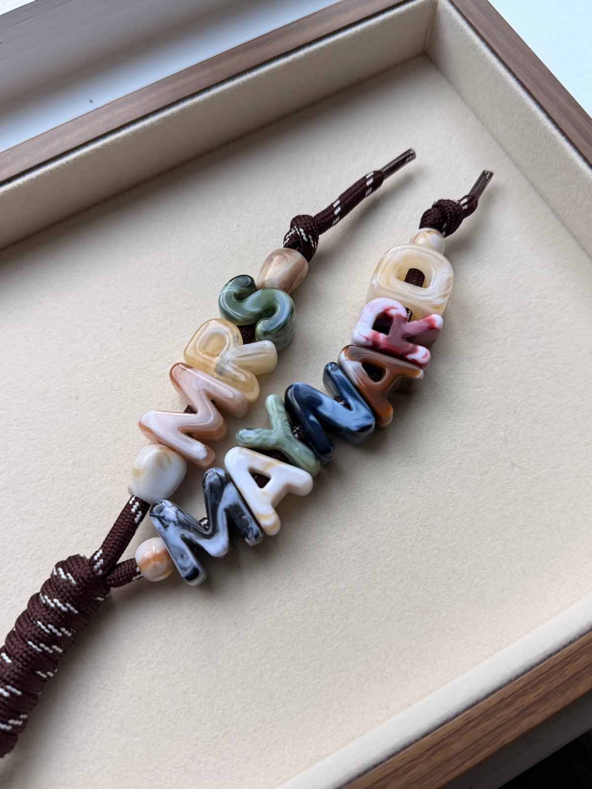 Personalised Marble Chunky Letter Bag/Key Charm - Double Cord