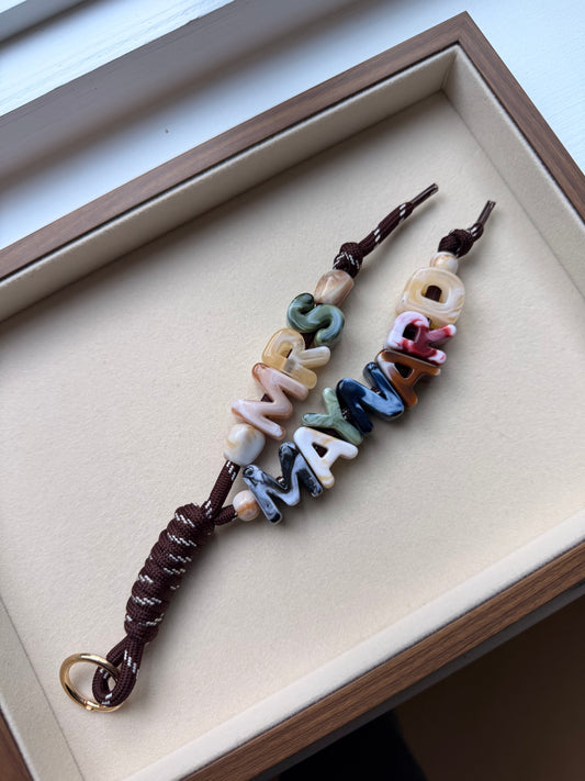 Personalised Marble Chunky Letter Bag/Key Charm - Double Cord